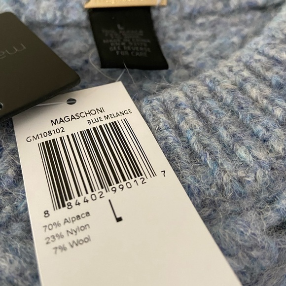 NWT Magaschoni Alpaca Wool Textured Sweater Heather Blue size Large - Picture 3 of 4